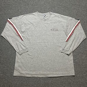 Vintage Old Navy Gray Long Sleeve Tee XXL Red White Black Stripe Arms